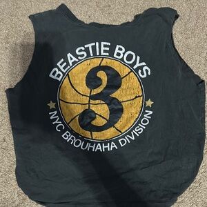 Upcycled Beastie Boys long crop tee sleeveless